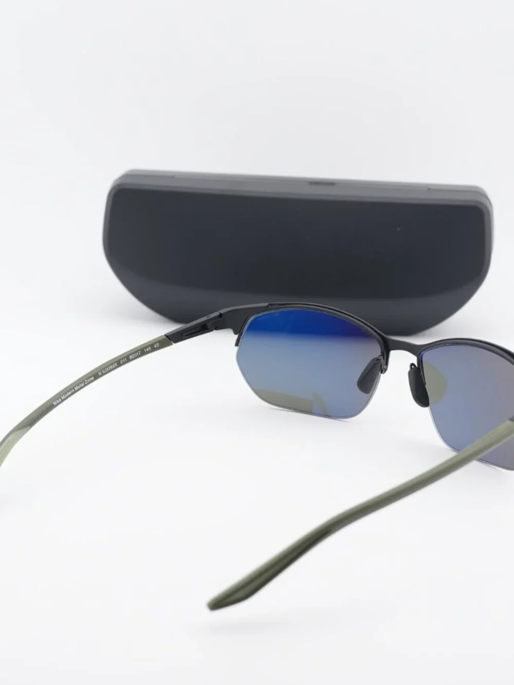 NIKE MODERN METAL ZONE N IU3289X 011 Square Sunglasses - Black / Green